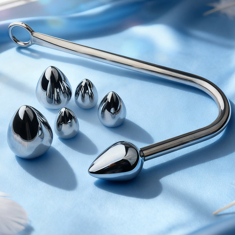 Premium Anal Hook Kit Stainless Steel Detachable Anal Hook with 3 Replaceable Hook Sizes for BDSM Sensation Play and Beginner Exploration