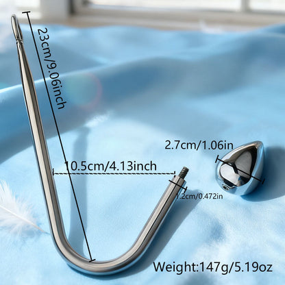 Premium Anal Hook Kit Stainless Steel Detachable Anal Hook with 3 Replaceable Hook Sizes for BDSM Sensation Play and Beginner Exploration