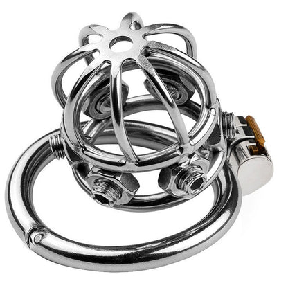 Men's SM Spiked Chastity Device Adjustable Metal Cock Cage Adult Bondage Toy with Removable Nipple Spikes Penis Lock