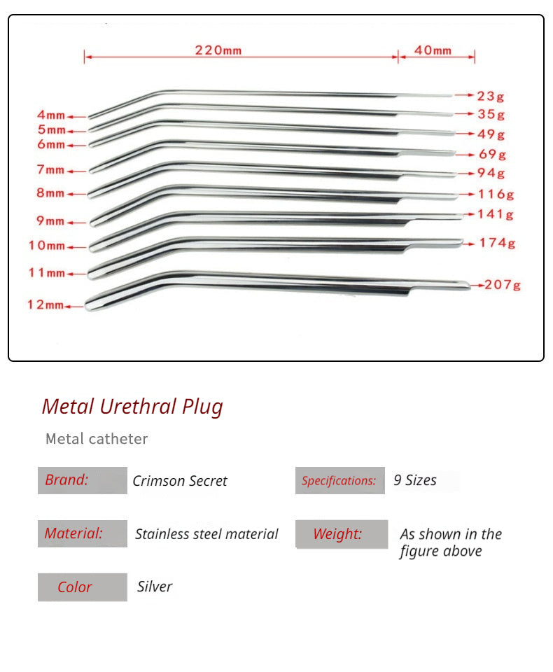 Premium 304 Stainless Steel Urethral Sounding Rod Metal Penis Plug Dilator for Men Adult Sensual Play Stretching Expansion and Masturbation Enhancement