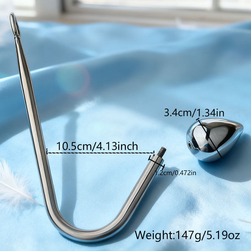 Premium Anal Hook Kit Stainless Steel Detachable Anal Hook with 3 Replaceable Hook Sizes for BDSM Sensation Play and Beginner Exploration