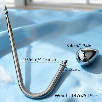 Premium Anal Hook Kit Stainless Steel Detachable Anal Hook with 3 Replaceable Hook Sizes for BDSM Sensation Play and Beginner Exploration