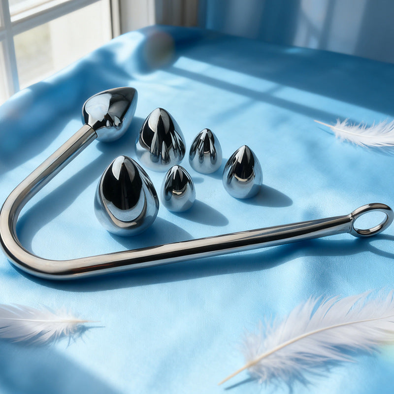 Premium Anal Hook Kit Stainless Steel Detachable Anal Hook with 3 Replaceable Hook Sizes for BDSM Sensation Play and Beginner Exploration