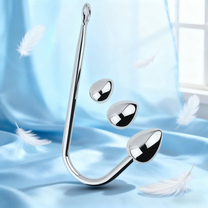 Premium Anal Hook Kit Stainless Steel Detachable Anal Hook with 3 Replaceable Hook Sizes for BDSM Sensation Play and Beginner Exploration
