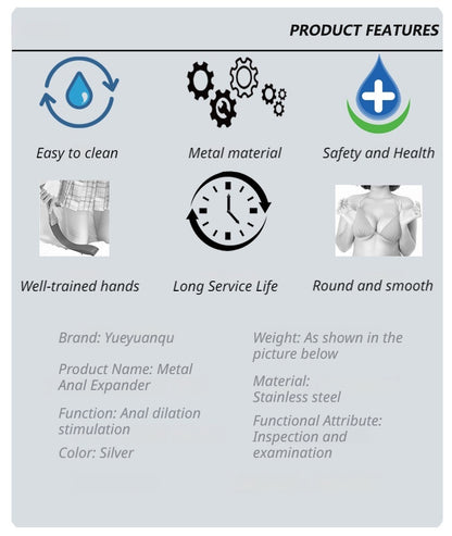 Metal Anal Expander for Men and Women SM Play Advanced Stainless Steel Butt Plug Kit with Vaginal Speculum Adult Sensual Toys