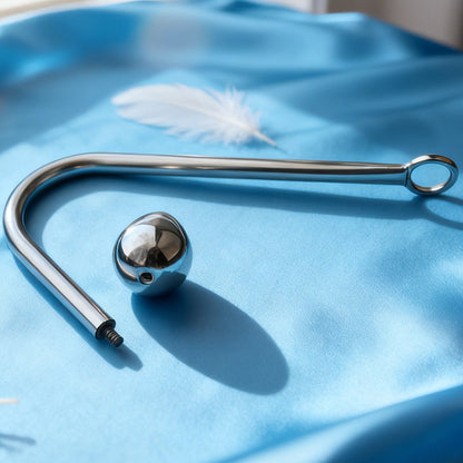 Premium Anal Hook Kit Stainless Steel Detachable Anal Hook with 3 Replaceable Hook Sizes for BDSM Sensation Play and Beginner Exploration